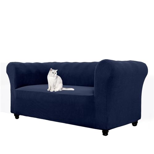 HonunGron Stretch Chesterfield Sofa Überzug 1 2 3 Sitzer, Elasthan Jacquard Couch Überzug, Sofaschutz rutschfest Sofaüberwurf Waschbare Sofabezug für Gebogene Sofa Sessel (Navy Blau,2 Sitzer) von HonunGron