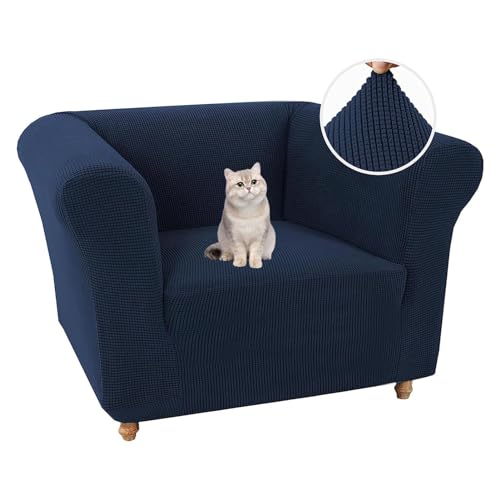 HonunGron Stretch Chesterfield Sofabezug 1 Stück Sofa Schonbezug mit Armlehne Spandex Jacquard Waschbare Sofa Überwürfe Anti-Rutsch-Couchbezug Möbelschutz für Haustiere (1 Sitzer,Marine) von HonunGron