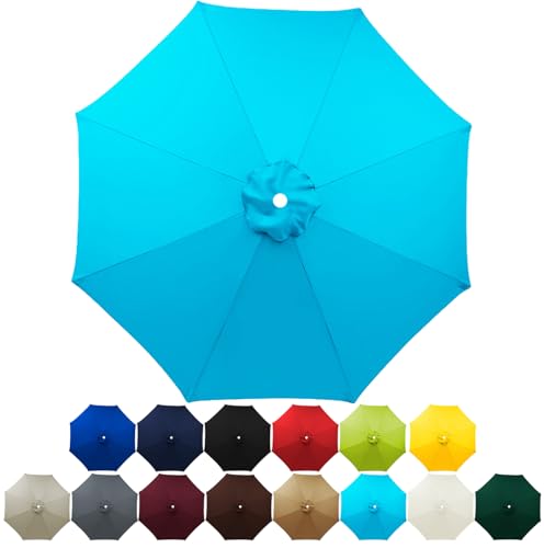 HonunGron Sun Umbrella Replacement Canopy Top, 2M 2.7M 3M + 6 Arms/8 Arms Replacement Parasol Fabric Cover for Garden Patio Yard Beach Umbrella Waterproof UV Protection (6 Ribs-2.7m(8.8ft),Blau) von HonunGron