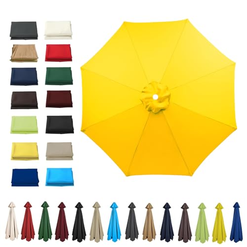 HonunGron UV50 Sonnenschirm Ersatzbezug 2m/2.7m/3m 6-Streben/8-Streben, Ersatzstoff Für Patio Garten Sonnenschirm, Mit Schirmbelüftung, Runden Sonnenschirm Ersatzteile (3m - 6 Streben,Gelb) von HonunGron
