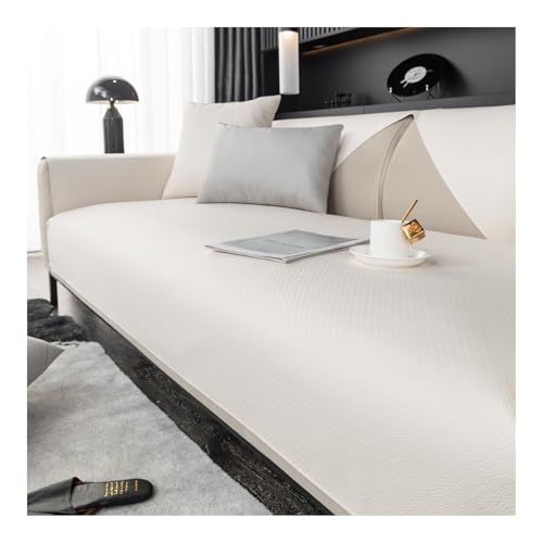 Sofabezug Ecksofa Kunstleder Sofaschoner Wasserdicht rutschfest 1/2/3/4 Sitzer, L Form Sofaüberwurf, Hund Katze Sofa Überzug Ecksofa Sofa Überwurf Couch Überzug (Beige,90×210cm) von HonunGron