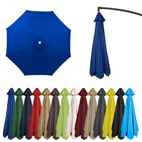 Sonnenschirm Ersatzbezug 2M/2.7M/3M 6 Rippen/8 Rippen,UV 50+ Garten Umbrella Cloth Cover Sonnenschirm Ersatz Stoff Für Patio Terrasse Hof Strand Pool Markt Tisc (3m-6 Rippen,Königs Blau) von HonunGron