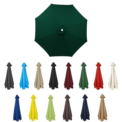 Sonnenschirm Ersatzbezug 2M/2.7M/3M 8 Rippen/6 Rippen,UV 50+ Patio Umbrella Cloth Cover Sonnenschirm Ersatz Stoff Für Garten Terrasse Hof Strand Pool Markt Tisc (3m-6Rippen,Grün) von HonunGron