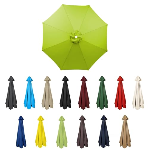 Sonnenschirm Ersatzbezug 2M/2.7M/3M 8 Rippen/6 Rippen,UV 50+ Patio Umbrella Cloth Cover Sonnenschirm Ersatz Stoff Für Garten Terrasse Hof Strand Pool Markt Tisc (3m-8Rippen,Hell Grün) von HonunGron