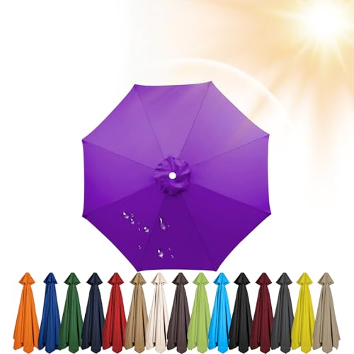 HonunGron Sonnenschirm Ersatzbezug 3.5m/3.0m/2.8m/2.7m/2.5m/2.3m/2m 6/8 Streben, Sonnenschirm Stoff Uv Schutz 50 Windfest Strand Terrasse Garten Sonnenschirm Ersatzteile (270 cm 6 streben,Lila) von HonunGron