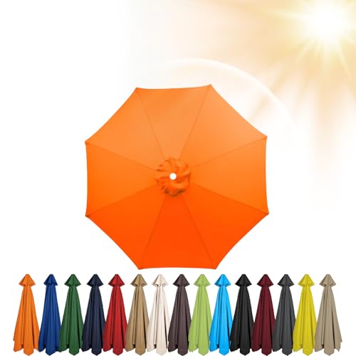 Sonnenschirm Ersatzbezug 3.5m/3.0m/2.8m/2.7m/2.5m/2.3m/2m 6/8 Streben, Sonnenschirm Stoff Uv Schutz 50 Windfest Strand Terrasse Garten Sonnenschirm Ersatzteile (270 cm 8 streben,Orange) von HonunGron