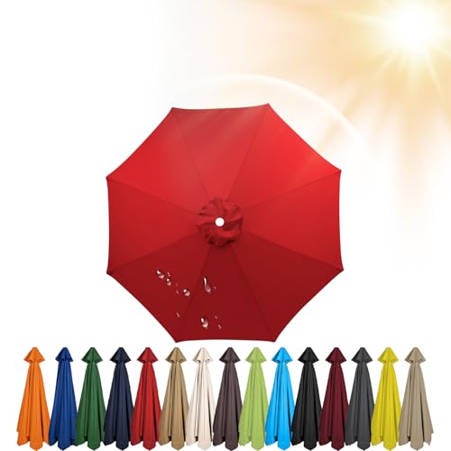 Sonnenschirm Ersatzbezug 3.5m/3.0m/2.8m/2.7m/2.5m/2.3m/2m 6/8 Streben, Sonnenschirm Stoff Uv Schutz 50 Windfest Strand Terrasse Garten Sonnenschirm Ersatzteile (300 cm 6 streben,Rot) von HonunGron