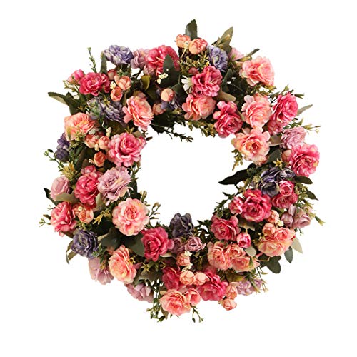 HooAMI 40cm Künstliche Türkranz Deko Kranz Dekorative Blumenkranz Wandkranz Für Frühling Sommer Alle Jahreszeiten Wanddekoration Hochzeitsfeier Festival Dekor von HooAMI