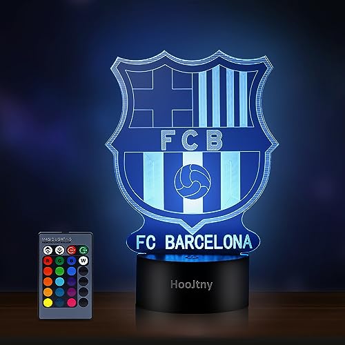 HooJtny Barcelona Lampe, Barcelona Fußball Nachtlicht 3D Led, 16 Farben USB Wiederaufladbar, Geschenk für Kinder von HooJtny