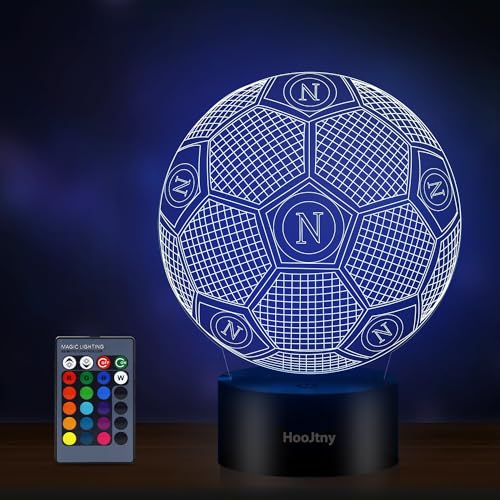 HooJtny Napoli Lampe, Napoli Fußball-Lampe 3D, Napoli-Mannschaft, 16 Farben der Beleuchtung und Fernbedienung, Geschenke für Kinder Fußballer von HooJtny