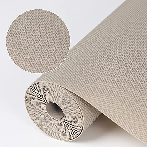 Shelf Liner Küchenschubladenmatten, Nicht klebende Eva-Kühlschrankauskleidungen mit wasserdichtem, haltbarem Kühlschranktisch Tischsets für Schrank, Schubladenauskleidung(Khaki, 44.5cmx1000cm) von HooTown