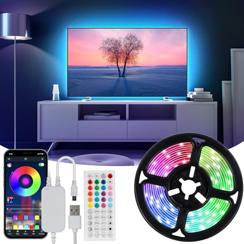 Hoobabuy LED TV Hintergrundbeleuchtung, LED Strip 3 Meter geeignet für 40-55 Zoll Fernseher und PC, App-Steuerung und Fernbedienung, RGB, 30Led/m, USB-Betrieb von Hoobabuy