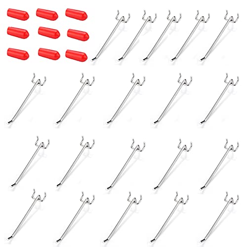 20 Stücke Werkzeugwand Haken,Haken für Lochpaneele,20 SchüTzende Gummipartikel,Pegboard Hooks Haken, Lochplattenhaken,Regal, für Supermarktregale BaumäRkte WerkzeugräUme(20CM) von Hoobao
