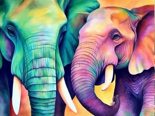 Hoobee 5D Diamond Painting DIY Set Elefant, Diamond Painting Bilder Tier, Vollbohrer Stickerei Kreuzstich Kunst Handwerk für Zuhause Wanddekoration (30×40 cm) von Hoobee