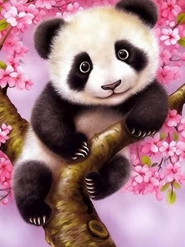 Hoobee 5D Diamond Painting DIY Set Panda, Diamond Painting Bilder Tier, Vollbohrer Stickerei Kreuzstich Kunst Handwerk für Zuhause Wanddekoration (30×40 cm) von Hoobee