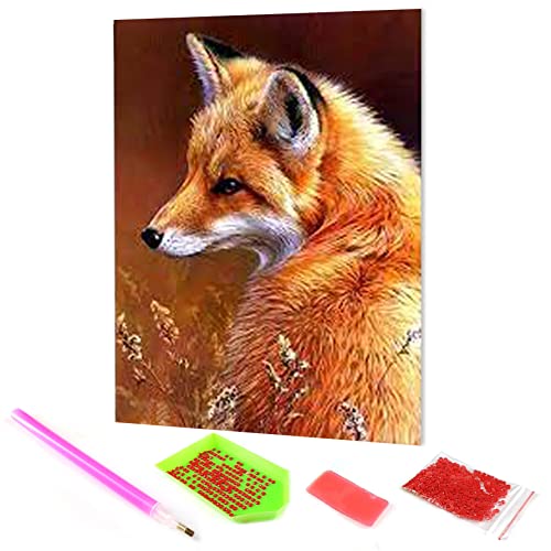 Hoobee 5D Diamond Painting Fuchs, Diamond Painting Bilder Tier, Vollbohrer Stickerei Kreuzstich Kunst Handwerk für Zuhause Wanddekoration (30×40 cm) von Hoobee