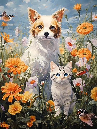 Hoobee 5D Diamond Painting Hund, Diamond Painting Bilder Tier, Diamond Painting Erwachsene, Vollbohrer Stickerei Kreuzstich Kunst Handwerk für Zuhause Wanddekoration 30×40 cm-39 von Hoobee