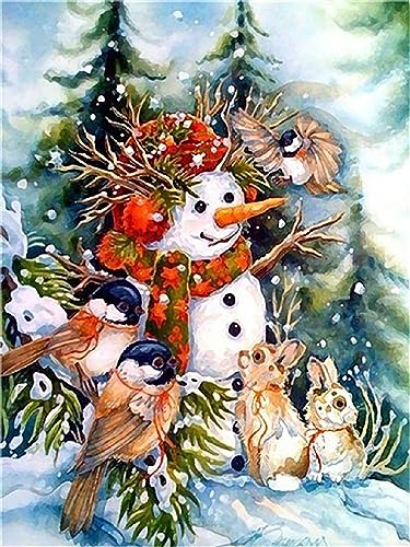 Hoobee 5D Diamond Painting Schneemann, Diamond Painting Bilder Weihnachten, Diamond Painting Erwachsene, Vollbohrer Stickerei Kreuzstich Kunst Handwerk für Zuhause Wanddekoration 30×40 cm-23 von Hoobee