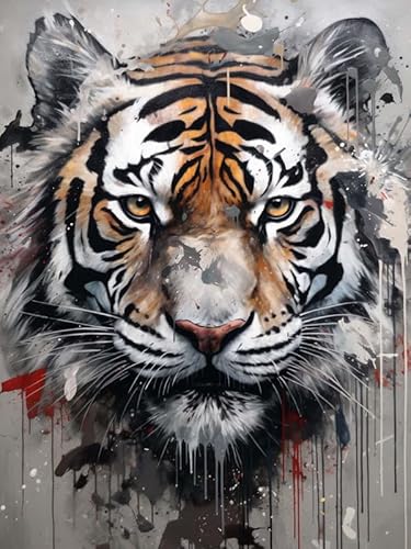 Hoobee 5D Diamond Painting Tiger, Diamond Painting Bilder Tier, Diamond Painting Erwachsene, Vollbohrer Stickerei Kreuzstich Kunst Handwerk für Zuhause Wanddekoration 30×40 cm-93 von Hoobee