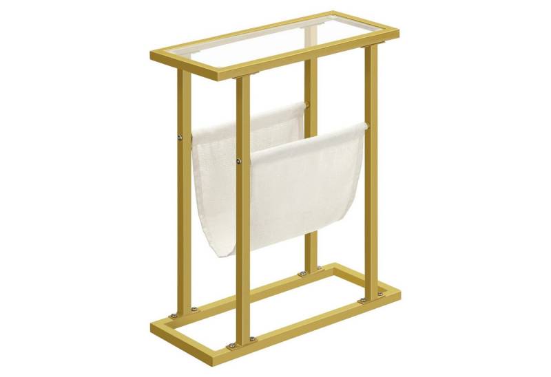 Hoobro Beistelltisch schmaler Bett-Beistelltisch (Kleiner Beistelltisch, aus gehärtetem Glas, mit Zeitschriftenhalter), Sofa-Beistelltisch für Wohnzimmer, Schlafzimmer von Hoobro