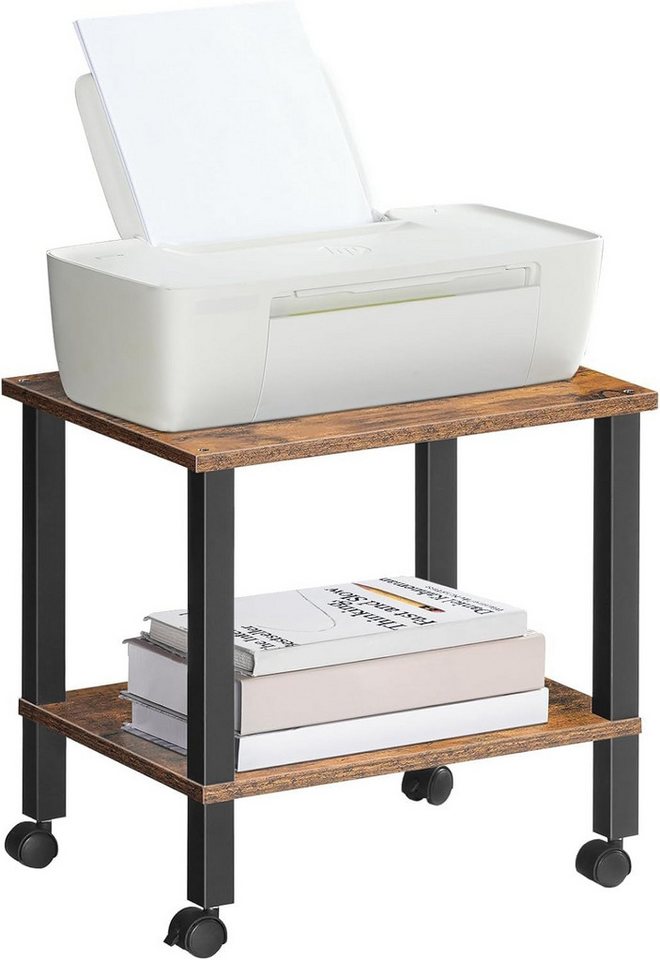 Hoobro Druckertisch mit Rollen (2 Ebenen Druckerwagen 38x28x38 cm, Druckerständer aus Holzspanplatte), platzsparendes Büroregal unter Schreibtisch von Hoobro