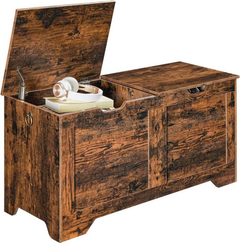 Hoobro Sitzbank (Aufbewahrungstruhe mit 2 Deckeln, Schuhbank mit Trennwand), Spielzeugbox 100 x 40 x 50 cm von Hoobro