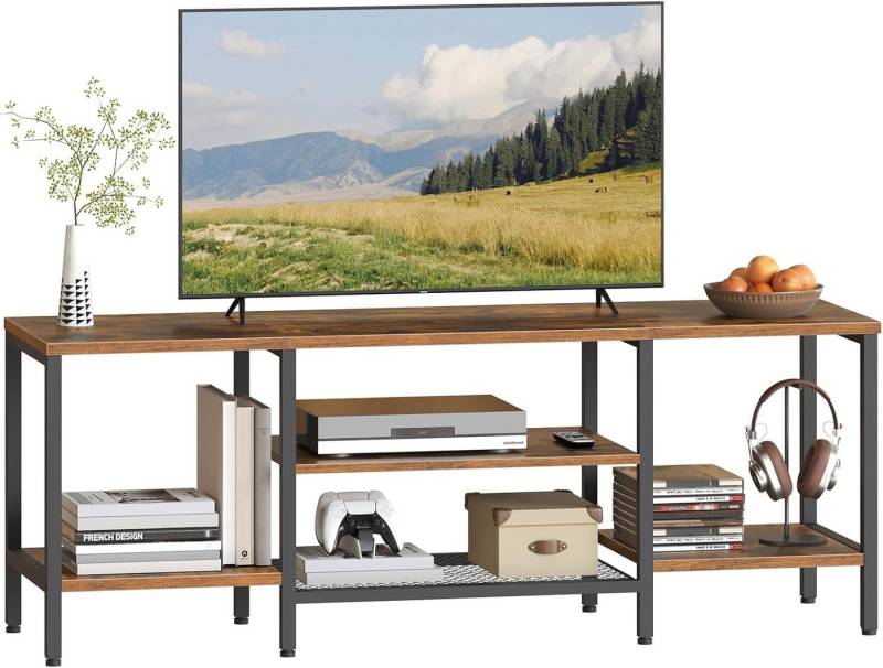 Hoobro TV-Schrank Fernsehtisch, TV-Regal (TV-Lowboard, mit 3 Ebenen Offenen Fächern) Multifunktionaler Fernsehschrank, für Fernseher bis zu 65 Zoll von Hoobro