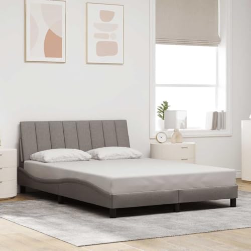 Hoodmeel Bett 140x190 mit lattenrost und Kopfteil Polsterbett 140x190 Bettgestell Doppelbett Bettrahmen mit Kopfteil-Taupe-140 x 190 cm von Hoodmeel