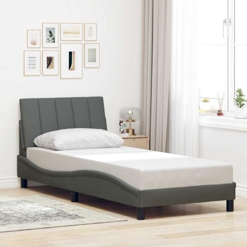 Hoodmeel Bett 90 x 200 mit lattenrost und Kopfteil Polsterbett 90 x 200 Bettgestell Doppelbett Bettrahmen mit Kopfteil-Dunkelgrau-90 x 200 cm von Hoodmeel