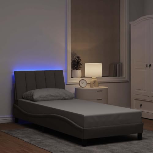 Hoodmeel Bett 90 x 200 mit lattenrost und Kopfteil Polsterbett 90 x 200 Bettgestell Doppelbett Bettrahmen mit Kopfteil-Taupe-90 x 200 cm von Hoodmeel