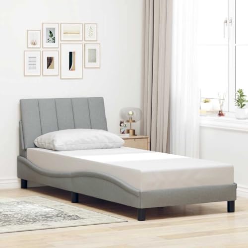 Hoodmeel Bett 90x190 mit lattenrost und Kopfteil Polsterbett 90x190 Bettgestell Doppelbett Bettrahmen mit Kopfteil-Hellgrau-90 x 190 cm Hoodmeel Bett 90x190 mit lattenrost und Kopfteil Polsterbett 90x190 Bettgestell Doppelbett Bettrahmen mit Kopfteil-Hellgrau-90 x 190 cm von Hoodmeel