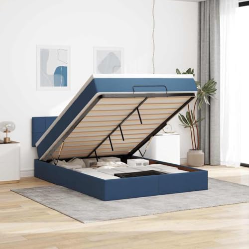 Hoodmeel Boxspringbett 140 x 200 mit matratze und Topper Bett 90 x 200 mit matratze und lattenrost Polsterbett mit Stauraum Doppelbett -Blau-140 x 200 cm von Hoodmeel