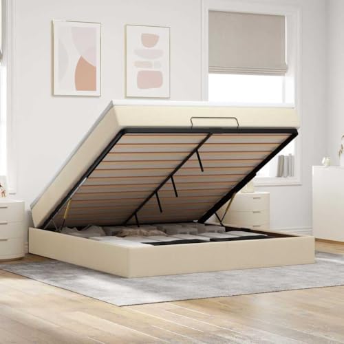 Hoodmeel Boxspringbett 140 x 200 mit matratze und Topper Bett 90 x 200 mit matratze und lattenrost Polsterbett mit Stauraum Doppelbett -Creme-180 x 200 cm von Hoodmeel