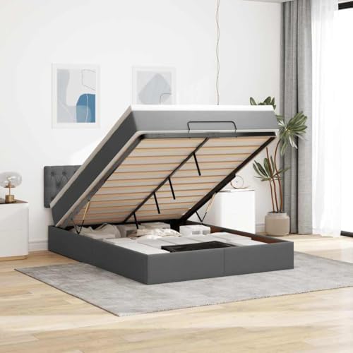 Hoodmeel Boxspringbett 140 x 200 mit matratze und Topper Bett 90 x 200 mit matratze und lattenrost Polsterbett mit Stauraum Doppelbett -Dunkelgrau-140 x 190 cm von Hoodmeel