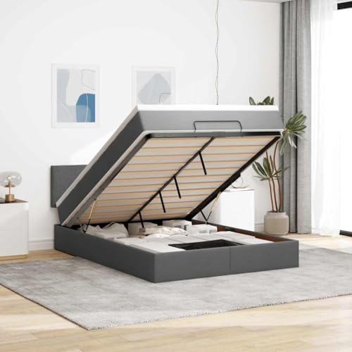 Hoodmeel Boxspringbett 140 x 200 mit matratze und Topper Bett 90 x 200 mit matratze und lattenrost Polsterbett mit Stauraum Doppelbett -Dunkelgrau-140 x 200 cm von Hoodmeel