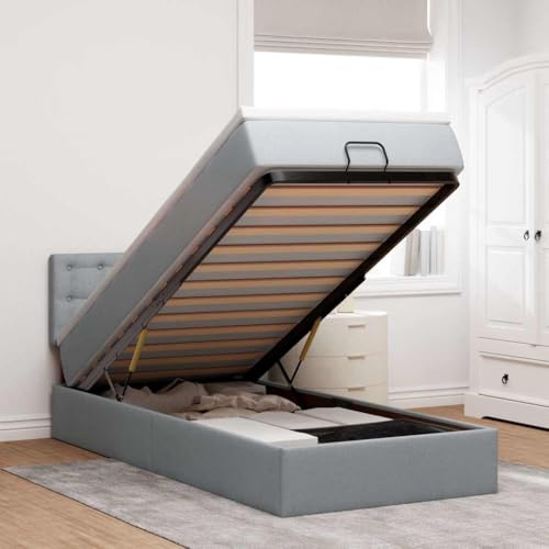 Hoodmeel Boxspringbett 140 x 200 mit matratze und Topper Bett 90 x 200 mit matratze und lattenrost Polsterbett mit Stauraum Doppelbett -Hellgrau-100 x 200 cm von Hoodmeel