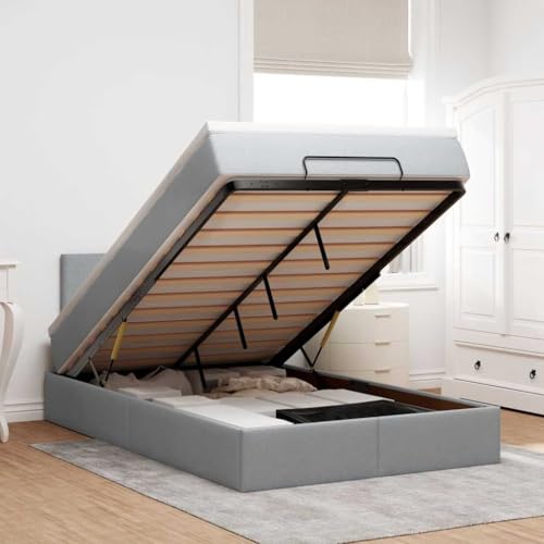 Hoodmeel Boxspringbett 140 x 200 mit matratze und Topper Bett 90 x 200 mit matratze und lattenrost Polsterbett mit Stauraum Doppelbett -Hellgrau-120 x 190 cm von Hoodmeel