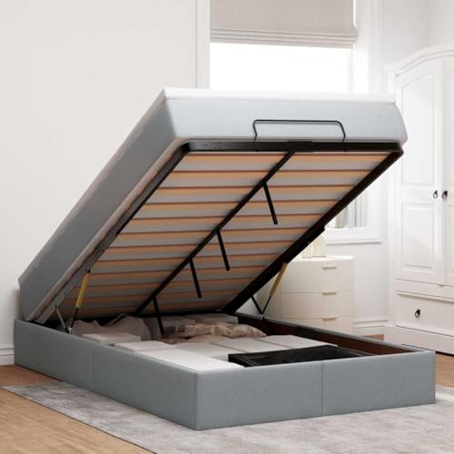Hoodmeel Boxspringbett 140 x 200 mit matratze und Topper Bett 90 x 200 mit matratze und lattenrost Polsterbett mit Stauraum Doppelbett -Hellgrau-120 x 200 cm von Hoodmeel