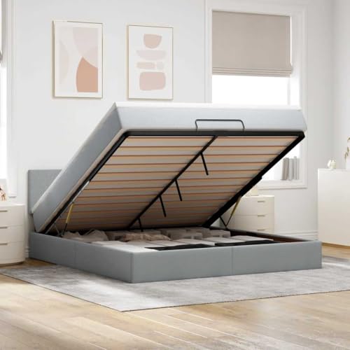 Hoodmeel Boxspringbett 140 x 200 mit matratze und Topper Bett 90 x 200 mit matratze und lattenrost Polsterbett mit Stauraum Doppelbett -Hellgrau-160 x 200 cm Typ 2 von Hoodmeel