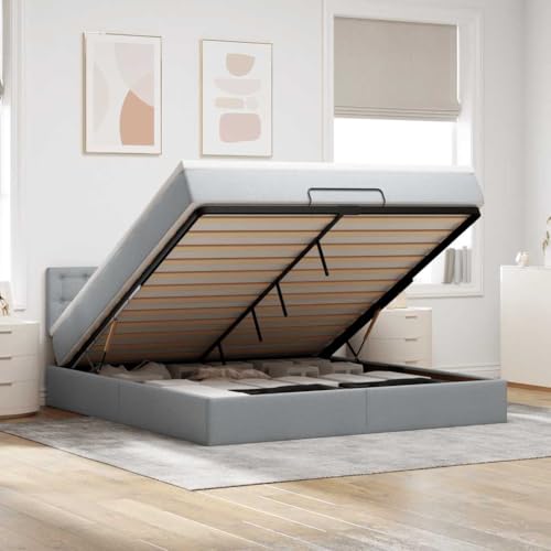 Hoodmeel Boxspringbett 140 x 200 mit matratze und Topper Bett 90 x 200 mit matratze und lattenrost Polsterbett mit Stauraum Doppelbett -Hellgrau-180 x 200 cm von Hoodmeel