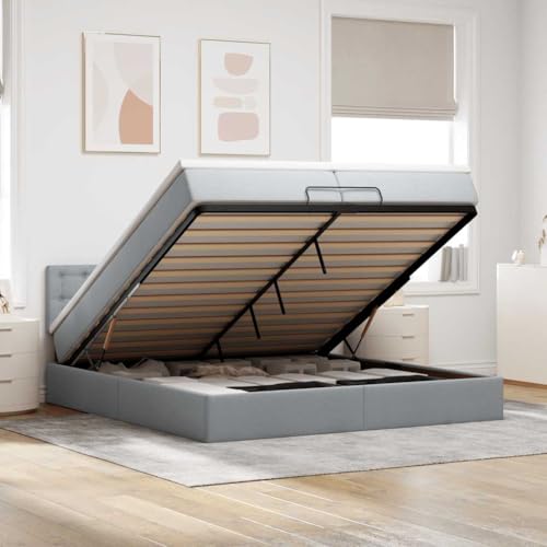 Hoodmeel Boxspringbett 140 x 200 mit matratze und Topper Bett 90 x 200 mit matratze und lattenrost Polsterbett mit Stauraum Doppelbett -Hellgrau-200 x 200 cm Typ 3 von Hoodmeel