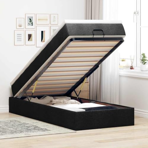 Hoodmeel Boxspringbett 140 x 200 mit matratze und Topper Bett 90 x 200 mit matratze und lattenrost Polsterbett mit Stauraum Doppelbett -Schwarz-100 x 200 cm von Hoodmeel