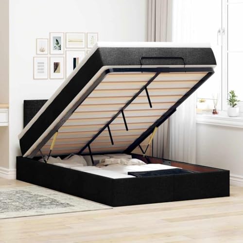 Hoodmeel Boxspringbett 140 x 200 mit matratze und Topper Bett 90 x 200 mit matratze und lattenrost Polsterbett mit Stauraum Doppelbett -Schwarz-120 x 200 cm von Hoodmeel