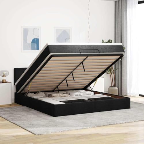 Hoodmeel Boxspringbett 140 x 200 mit matratze und Topper Bett 90 x 200 mit matratze und lattenrost Polsterbett mit Stauraum Doppelbett -Schwarz-180 x 200 cm von Hoodmeel