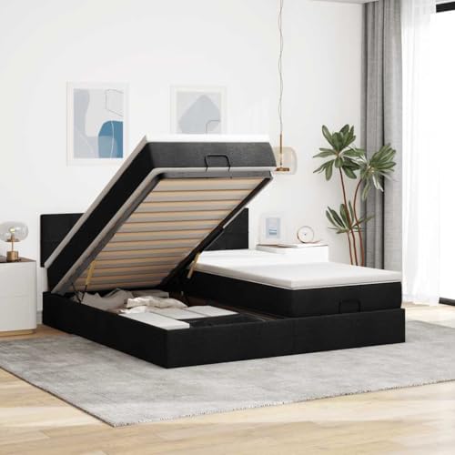 Hoodmeel Boxspringbett 140 x 200 mit matratze und Topper Bett 90 x 200 mit matratze und lattenrost Polsterbett mit Stauraum Doppelbett -Schwarz-200 x 200 cm Typ 2 von Hoodmeel