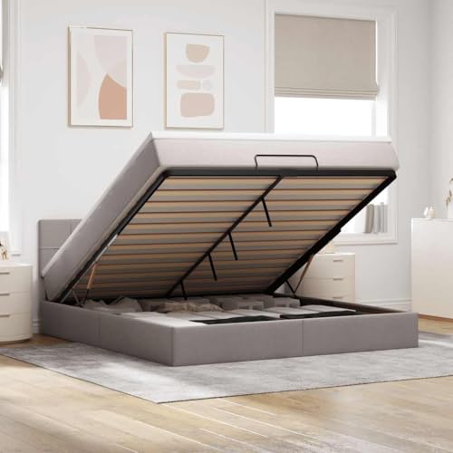 Hoodmeel Boxspringbett 140 x 200 mit matratze und Topper Bett 90 x 200 mit matratze und lattenrost Polsterbett mit Stauraum Doppelbett -Taupe-160 x 200 cm von Hoodmeel