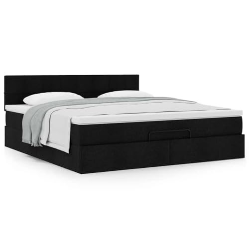 Hoodmeel Boxspringbett 180x200 mit Matratze und Bettkasten Bett 180x200 mit Matratze und Matratzentopper Polsterbett Doppelbett mit Stauraum Bettgestell mit Lattenrost-Schwarz-180 x 200 cm von Hoodmeel