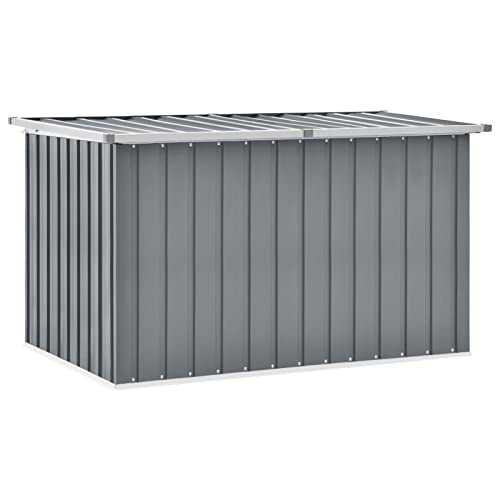 Hoodmeel Gartenbox Metall Wasserdicht Gartenbox XXL wasserdicht Auflagenbox Metall XXL Kissenbox Outdoor Schrank Werkzeugkasten Truhe mit Deckel-Grau-149 x 99 x 93 cm von Hoodmeel