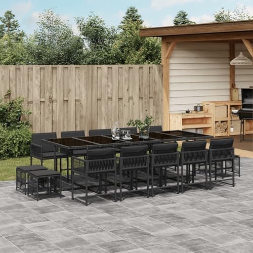 Hoodmeel Rattan Gartenmöbel Set 14 Personen Garten Sitzgruppe 14 Personen Sitzgruppe Outdoor Polyrattan Sitzgruppe Sitzgarnitur Terassenmöbel außen-Schwarz-15-tlg Hoodmeel Rattan Gartenmöbel Set 14 Personen Garten Sitzgruppe 14 Personen Sitzgruppe Outdoor Polyrattan Sitzgruppe Sitzgarnitur Terassenmöbel außen-Schwarz-15-tlg von Hoodmeel