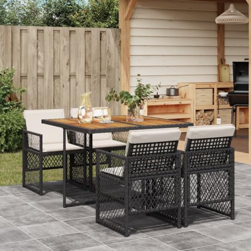 Hoodmeel Rattan Gartenmöbel Set 4 Personen Garten Sitzgruppe 4 Personen Sitzgruppe Outdoor Gartentisch mit stühlen Set Sitzgarnitur Terassenmöbel außen-Schwarz und Creme-5-tlg Typ 2 Hoodmeel Rattan Gartenmöbel Set 4 Personen Garten Sitzgruppe 4 Personen Sitzgruppe Outdoor Gartentisch mit stühlen Set Sitzgarnitur Terassenmöbel außen-Schwarz und Creme-5-tlg Typ 2 von Hoodmeel